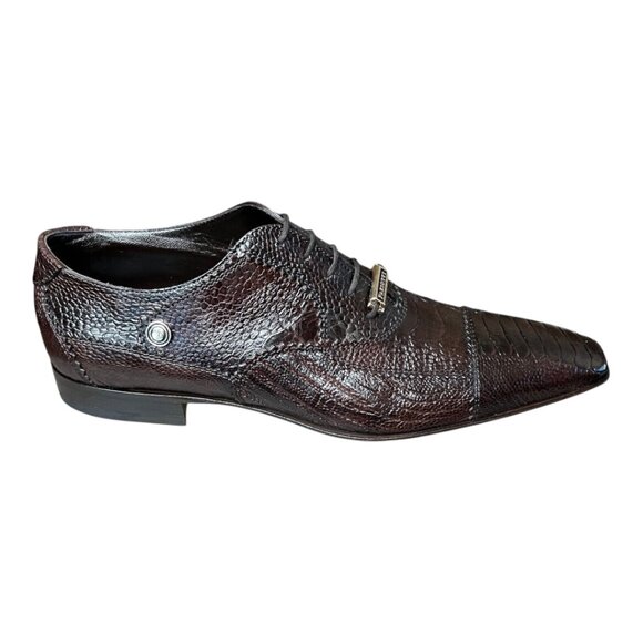 CESARE PACIOTTI LUXURIOUS BROWN GENUINE OSTRICH OXFORDS ITALIAN DESIGNER SHOES main image 8